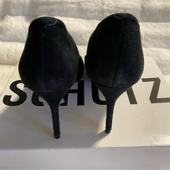 New SCHUTZ Women's Lou Black Suede Pointed Toe High Heel Pumps - Size 8B - Picture 8 of 16